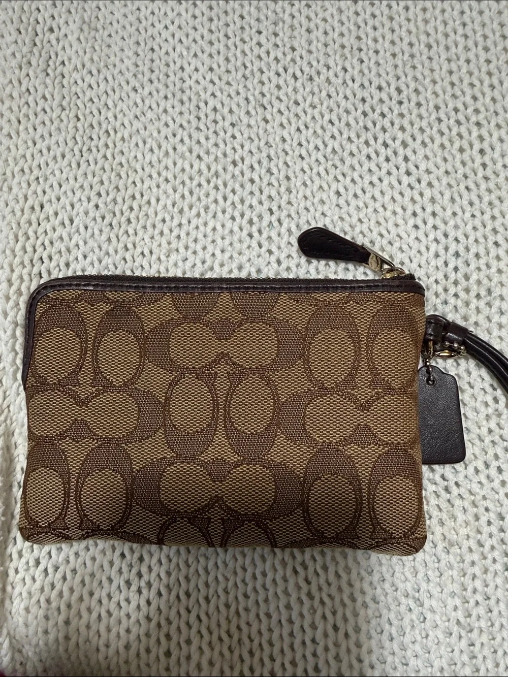 Vintage Coach Brown Signature Canvas Wristlet